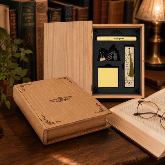 book lover wooden organizer box engraved