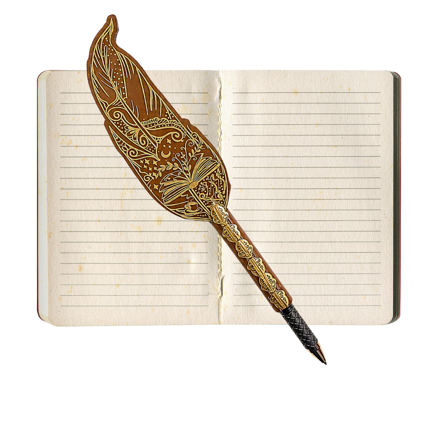 Gothic Feather Pen – Personalized Faux Leather Ballpoint Pen for Dark Academia & Fantasy Lovers