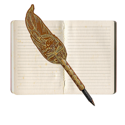 Gothic Feather Pen – Personalized Faux Leather Ballpoint Pen for Dark Academia & Fantasy Lovers