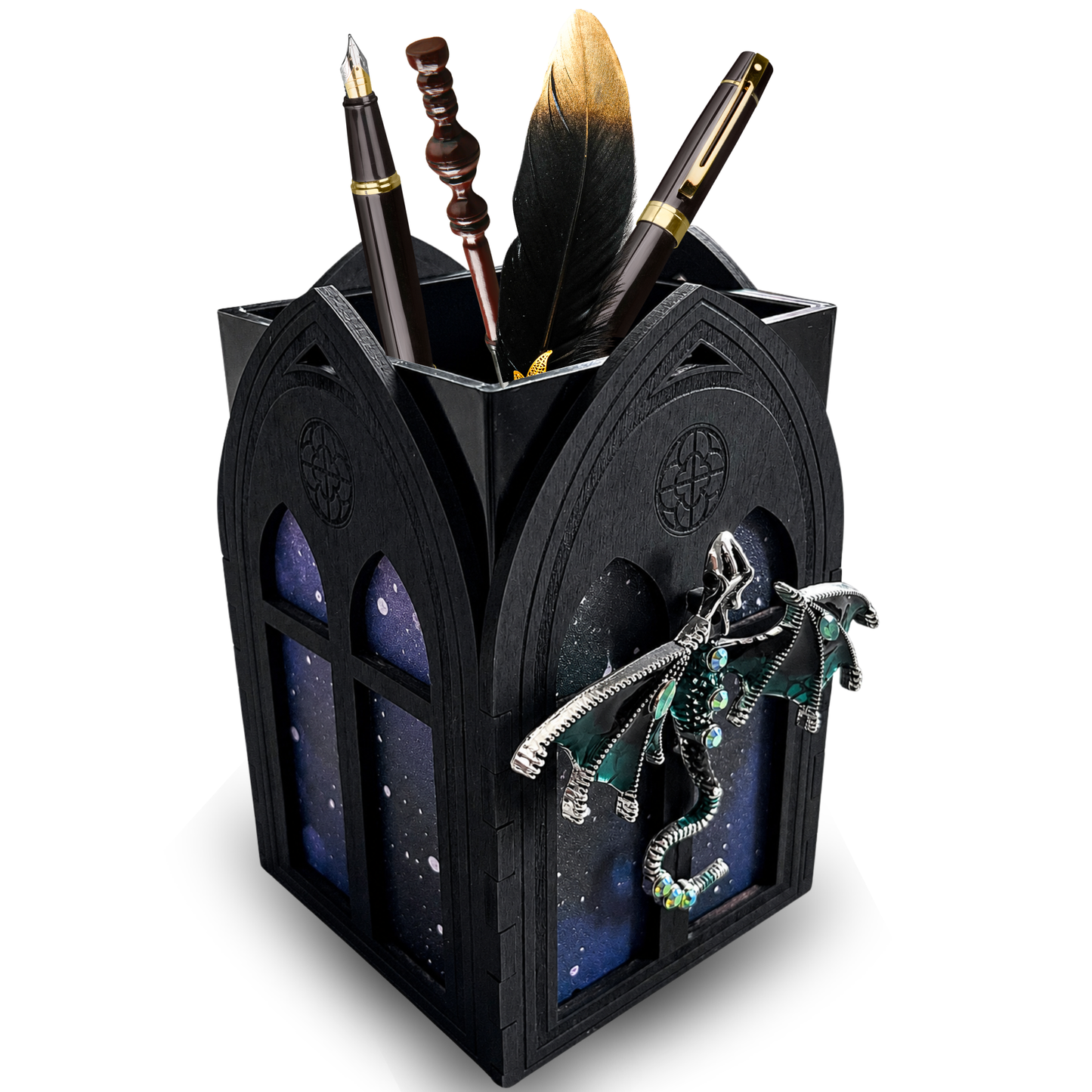 celestial dragon pen holder gothic desk organizer