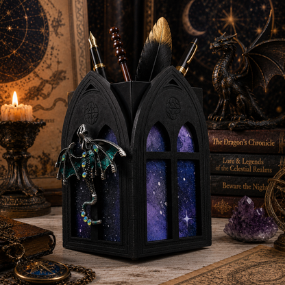 gothic medieval pen holder workspace