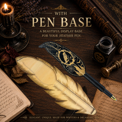 Book Lovers Engraved Quill Pen | Handcrafted Faux Leather Ballpoint Refillable | Personalized Gift for Readers & Writers