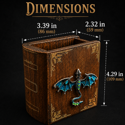 Dragon Book Desk Organizer – Wooden Fantasy Pen Holder