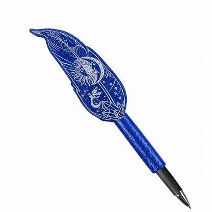 Gothic Feather Pen – Personalized Faux Leather Ballpoint Pen for Dark Academia & Fantasy Lovers
