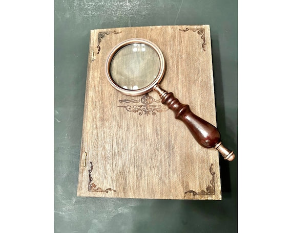 Custom Name Engraved Wood Magnifying Glass, Retro Optical Glass Magnifier Personalized, 10x Vintage Hand Magnifying Lens Glass With Box