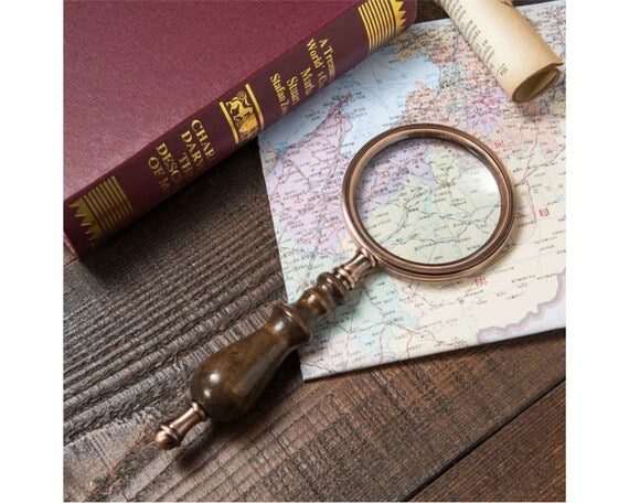 Custom Name Engraved Wood Magnifying Glass, Retro Optical Glass Magnifier Personalized, 10x Vintage Hand Magnifying Lens Glass With Box