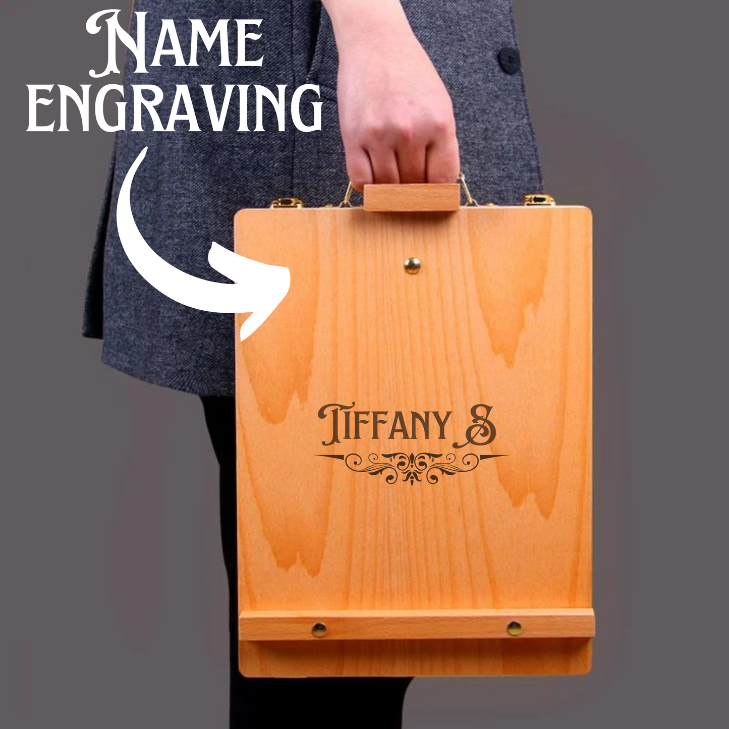 Personalized Name Portable Wooden Art Drawing Painting Supply Desktop Tabletop Easel, Customized Name Paint by Numbers Easel, Artist Gifts