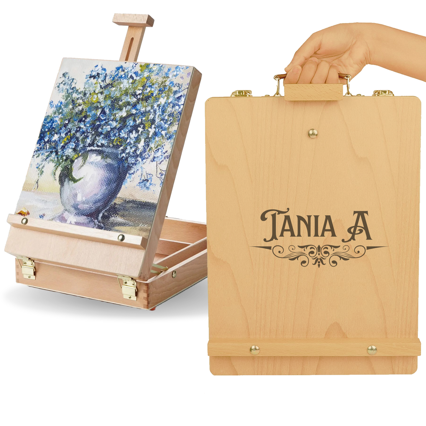 Personalized Name Portable Wooden Art Drawing Painting Supply Desktop Tabletop Easel, Customized Name Paint by Numbers Easel, Artist Gifts