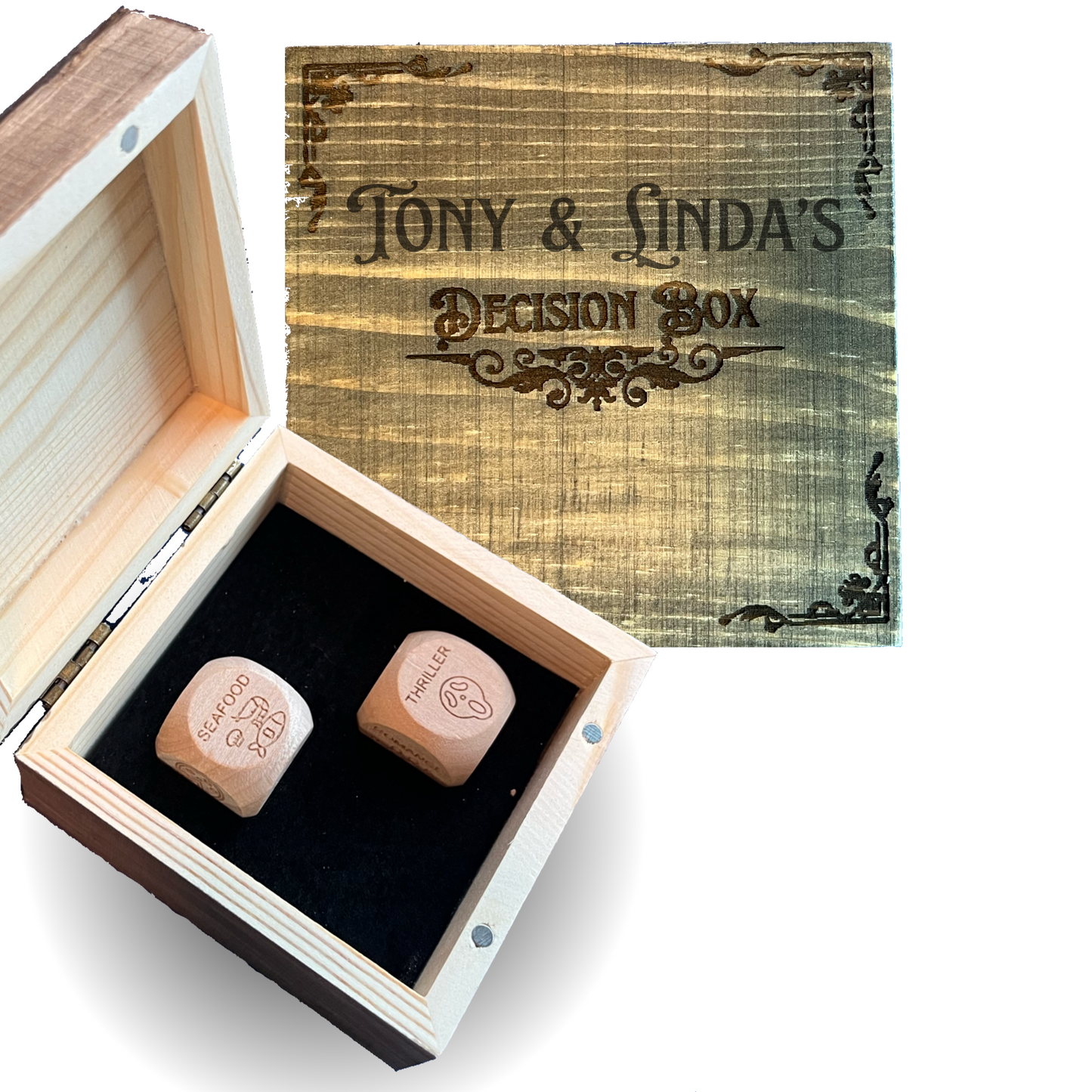 Couples Decision Dice with Wood Box