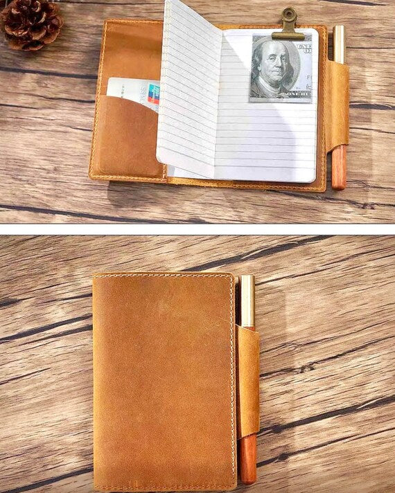 Personalized Name Notebook With Pen Holder, Leather Engraved Sustainable Notebook, Travelers Writing Diary, Inexpensive Graduation Gifts