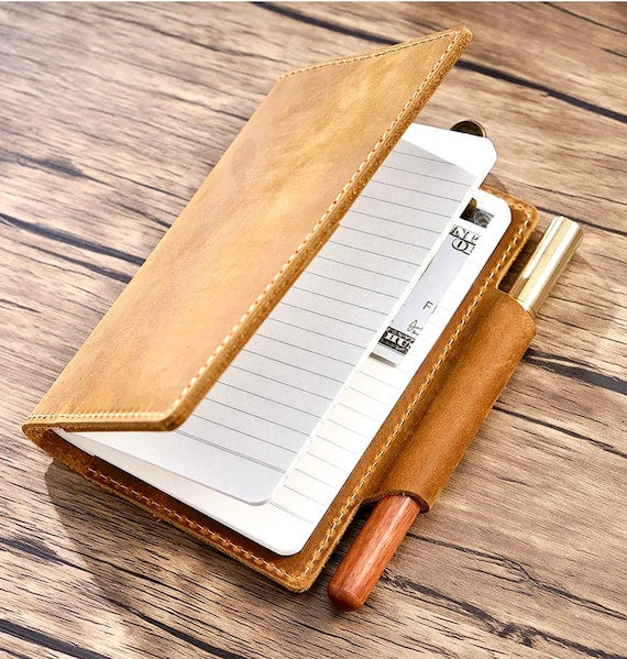 Personalized Name Notebook With Pen Holder, Leather Engraved Sustainable Notebook, Travelers Writing Diary, Inexpensive Graduation Gifts