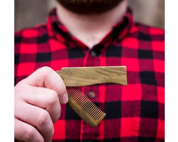 Custom Name Engraved Hair Comb, Beard And Mustache Foldable Comb, Eco Friendly Everyday Carry Pocket Comb, Personalized Gift For Fathers Day