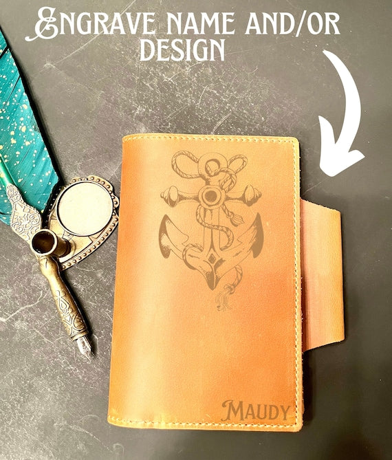 Personalized Name Notebook With Pen Holder, Leather Engraved Sustainable Notebook, Travelers Writing Diary, Inexpensive Graduation Gifts