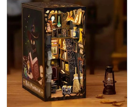 CuteBee DIY Booknook Kit - Magic Pharmacist Theme; Lighted 3D Puzzle of Apothecary / Magic Shop; Desk, Mantel, Bookshelf Décor; Craft Gift